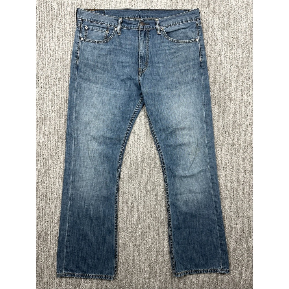 Levi's 527 Jeans Mens 36x32 (fits 38x32) Blue Boot Cut Whiskered Denim Workwear